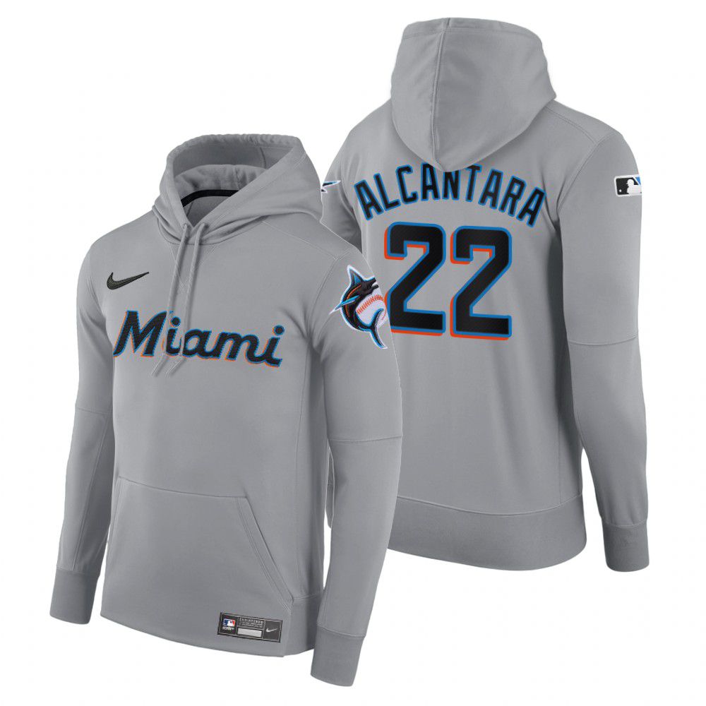Men Miami Marlins #22 Alcantara gray road hoodie 2021 MLB Nike Jerseys->miami marlins->MLB Jersey